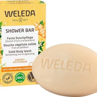 WELEDA Organic Solid Shower Gel Ginger & Petitgrain - Solid Natural Cosmetics Shower with Organic Shea Butter & Refreshing Fragrance. Natural Shower Bar Soap for Men & Women. 100% Vegan & Plastic Free