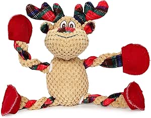IOKHEIRA Christmas Dog Toy, Plush Toy for Small Dogs, Interactive Dog Toy with Crinkle Paper