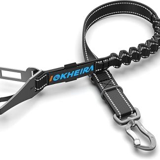 Iokheira Dog Seat Belt, 3-in-1 Adjustable Safety Harnesses for Car, Reflective Bungee Dog Belt with Hooks for All Dog Breeds and Car Types