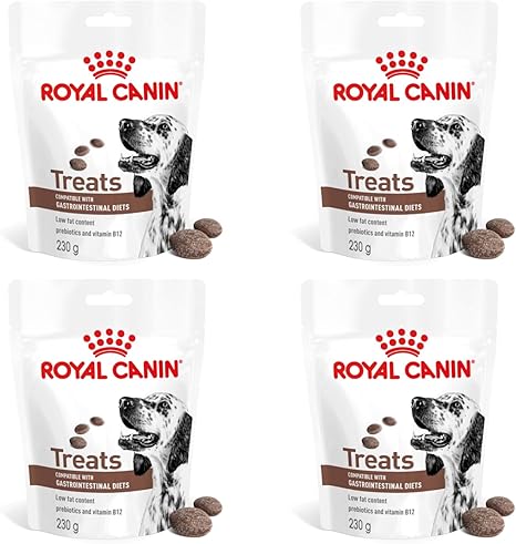 Royal Canin Veterinary Gastrointestinal Treats, Pack of 4, 4 x 230 g, Snacks for Adults, Dogs of All Sizes & Breeds, in Resealable Bag, Low Fat Content