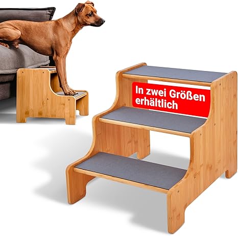 AMAZINGs Dog Stairs for Small, Medium and Heavy Dogs, Cats. 3 Steps | Pet Stairs, Young and Old Cats | 40 cm High for Sofa, Bed | Joint Friendly Replacement for Dog Ramp