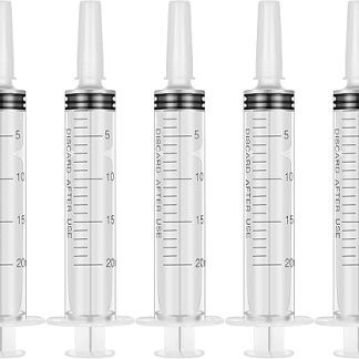 Fanshiontide Pack of 5 Syringes 20 ml Feeding Syringe Plastic Syringe for Newborn Animal Feeding, Measuring Fluid, Masquerade Props, Watering