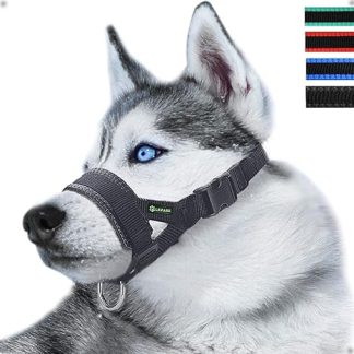 ILEPARK Nylon Muzzle to Prevent dogs Biting, Barking and Chewing, Adjustable Loop