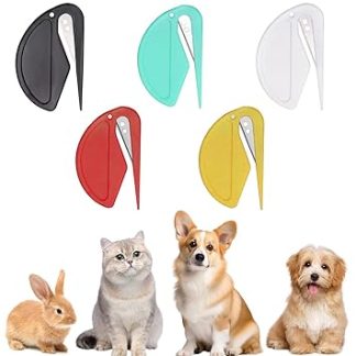 Cat Detangling Knife, Open Knot Comb 5 Pieces, Dog Detangling Knotting Comb, Pet Detangling Knife with Steel Blade, Grooming Knotter, Perfect for Removing Tangles
