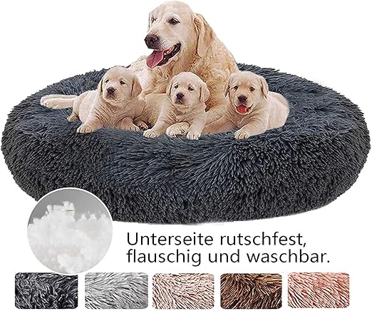 Fluffy Dog Bed, Round Pet Bed, Doughnut Cat Bed, Washable, Cuddly Dog Bed for Cats and Dogs (Diameter 50 - 120 cm / 7 Sizes)