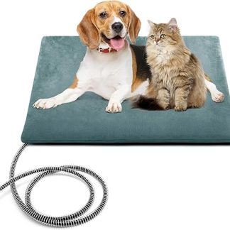 petnf Outdoor Heating Pad for Pets, Waterproof Electric Heating Pad, Automatic Temperature Control, Bite-Resistant Cable, Ideal for Dog Beds, Cat Houses, Kennel Grey, 40 x 50 cm