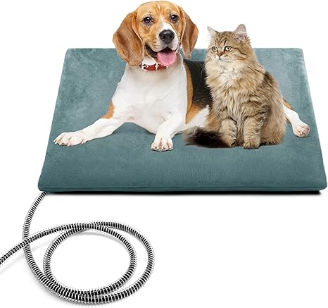 petnf Outdoor Heating Pad for Pets, Waterproof Electric Heating Pad, Automatic Temperature Control, Bite-Resistant Cable, Ideal for Dog Beds, Cat Houses, Kennel Grey, 40 x 50 cm
