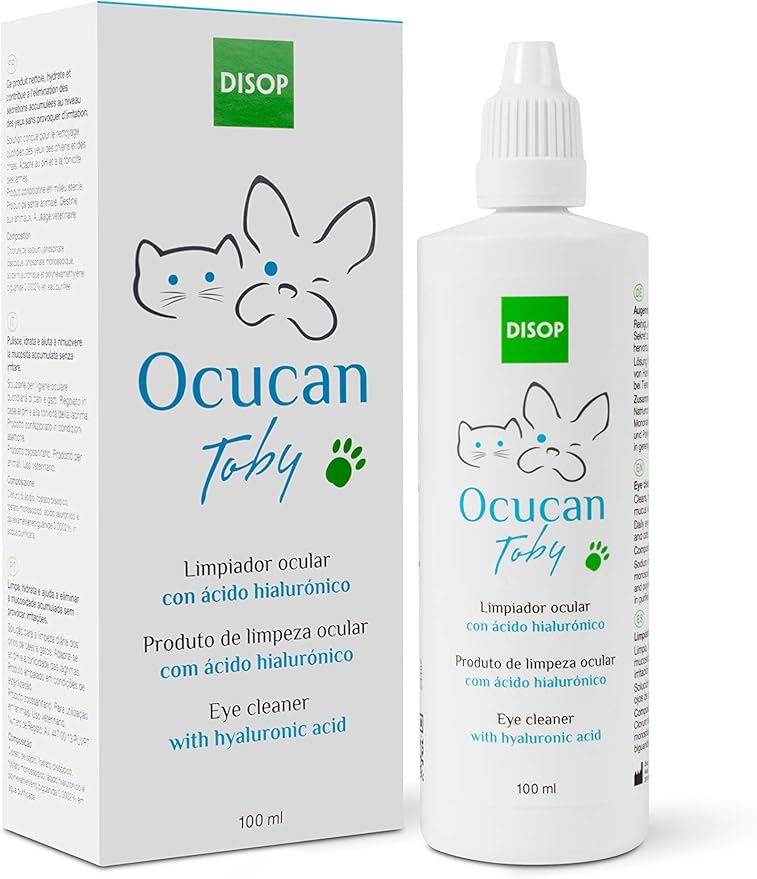 Ocucan Eye Cleaner with Hyaluronic Acid. Removes Rheum or Residue, Prevents Stains & Moisturizes Dogs and Cats Eyes (100 ml)