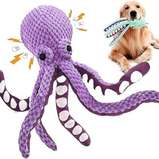Auklet Dog Toy - Plush Toy Octopus Talking Toy, Trains Dog Attention, Reduces Barking, Ideal for Dog Entertainment (Purple)