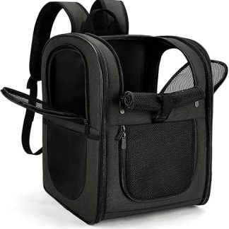 apollo walker Dog Backpack and Cat Backpack for Small Pets (Load Capacity 2-15 kg) - Padded Back Support Dog Bag Breathable Mesh Animal Backpack for Hiking, Travel, Black