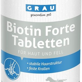 Grey Biotin Forte Tablets, Smooth Fur and Strong Claws for Dogs and Cats, Pack of 1 (1 x 400 Pieces), Supplementary Feed for Dogs