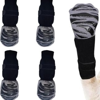 OYIWINMI Pack of 4 Paw Protection Dog Robust Anti-Slip Dog Socks Non-Slip Dog Paw Protector Bottom Rubber Sole Dog Boots with Adjustable Straps for Indoor Outdoor Wear (M)