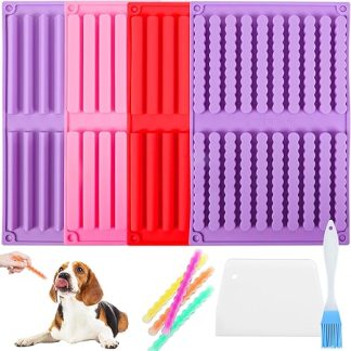 TPVUPC Silicone Mould for Dog Treats, Pack of 4 Baking Mat Dog Biscuits Silicone, Silicone Baking Mats for Dog Treats, Dog Biscuits Baking Mould for DIY Dog Biscuits, Dog Treats, Chocolate, BPA-Free