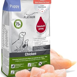 PLATINUM - Dog Food Puppy Chicken Made from Meat Juice Cooking - 5 kg Dog Food Dry Nutrient Rich Like Barf - Especially Tasty Dry Dog Food for Puppies and Young Dogs - Tested in Germany
