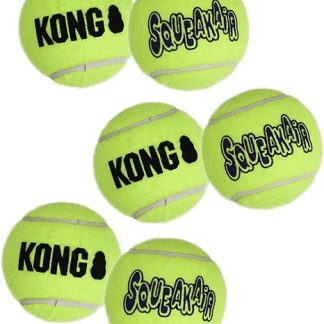 KONG Squeakair Balls - Premium Dog Toy, Squeaky Tennis Balls - Gentle on Teeth (Pack of 3)