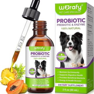Probiotics Dog 60 ml, 3-in-1 Liquid Probiotics for Dogs, Dog Probiotic with Prebiotics, Support for Intestinal Health, Strengthening the Immune System, Probiotic Drops for All Dogs