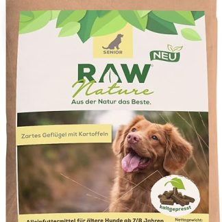 RAW Nature Dry Food Senior with Chicken 12 kg, Cold Pressed Dog Food, Grain-Free, 100% Muscle Meat, High Meat Content, for All Breeds and Sensitive Dogs