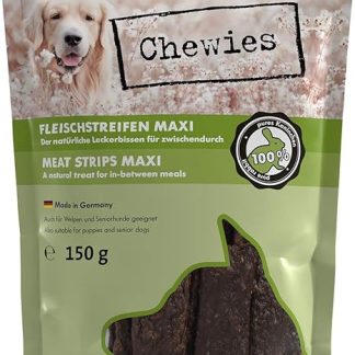 Chewies Meat Strips Maxi Dog Treats Made of 100% Rabbit Meat - 150 g - Air-Dried Rabbit Chewing Strips for Dogs - Sugar-Free & Grain-Free - Dried Meat from Rabbit