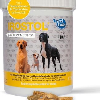 NutriLabs Irostol® Pellets for Dogs 500 g - Dog Dietary Supplement with MSM, Biotin & Omega Fatty Acids - Important Dog Vitamins & Dog Minerals - Dog Supplementary Food
