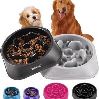 YINEYA Pack of 2 Slow Feeding Dog Bowls, Anti Slinging Interactive Dog Bowl, Dog Accessories, Slow Eating, Maze Dog Puzzle Feeder for Medium Breeds