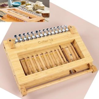 Bamboo Soap Cutter with Adjustable Thickness, 50 Steel Wires for Multiple Bars, DIY Soap Making Essential Tool