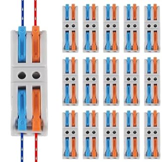 20 Pieces Connection Terminal, 2 in 2 Out Quick Wire Connectors, Electrical Lever Nuts Wire Connectors Push-in Conductor Terminal Block AWG 28-12