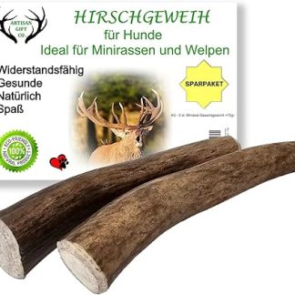 ARTISAN GIFT CO Dog Snack, Red Deer, Antlers Chew Snack, 100% Natural, Total Net Weight 70 g (XS - 2 Pieces)