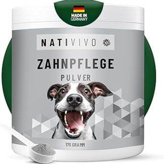 NatiVivo Dog Dental Care - Tartar Remover Dog - Tooth Powder Supporting Bad Breath and Tartar Dog - 175 g Dental Powder for Dogs Dental Care - Made in Germany