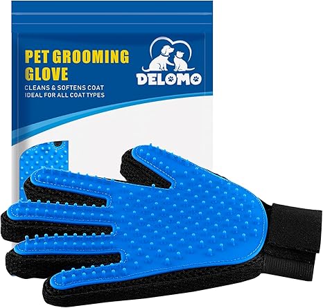 Pet Hair Remover Glove - Gentle Grooming Glove, Efficient Glove - Massage Glove with Improved Five Finger Design - Perfect for Dogs and Cats