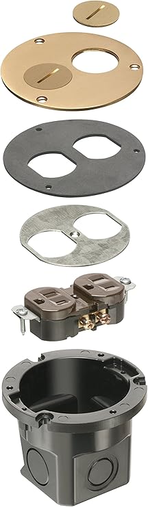 Arlington flb3520mb-1 Round Cut in Base Box Kit with Brass Cover and Threaded Plug, for Installed Floors, 1 Speed, Metallic Brass, Pack of 1
