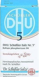 DHU Schüßler Salt No. 5 Potassium Phosphoricum D6 Scattering Balls - The Mineral Salt of Nerves and Psyche - The Original - Environmentally Friendly in Medicine Glass, 10 g Globules