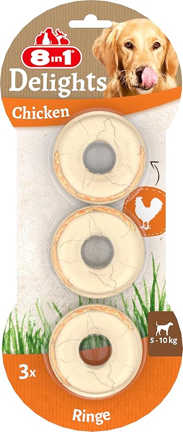 8-in-1 Delights Chicken, Healthy Chew Bone for Dogs, High-Quality Chicken Meat, Wrapped in Beef Skin, Various Options