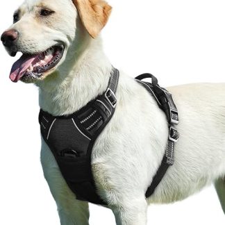 Eagloo Dog Harness for Large Dogs, Anti-Pull Dog Harness with Reflective Strips and Control, Adjustable Dog Harness, Chest Harness for Labrador, Black, L