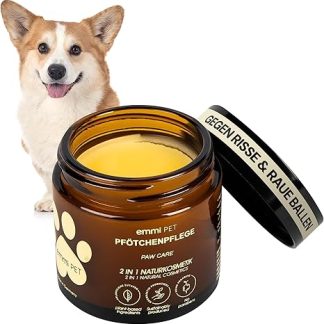 Emmi-pet Paw Care 2-in-1 Natural 50 ml - Vegan Paw Balm Dog with Shea Butter, Coconut Oil & Herbal Extracts, Protects & Regenerates - Against Cracks & Rough Balls, Natural - Absorbs Quickly