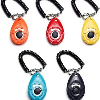 Toozey Dog Clicker, Pack of 5 Clickers With Wrist Strap, Clicker With Large Button, 5 Colours, Bonus E-book (English Language Not Guaranteed)