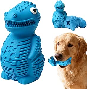 Tbintul Dog Toy Rubber Dino, Durable Chew Toy for Dogs, Dental Care & Treat Toy, Tough Chew Toy for Aggressive Chewers, for Small, Medium & Large Dogs