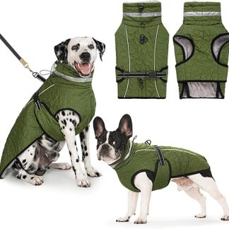 Cyponpy Dog Jacket, Winter Coat Dog, Waterproof Dog Rain Coat, Warm Reflective Winter Coat, Fleece Dog Coat with Harness, Winter Dog Jacket, Waterproof, Small, Medium, Large Dogs