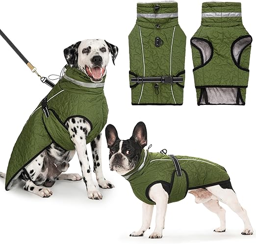Cyponpy Dog Jacket, Winter Coat Dog, Waterproof Dog Rain Coat, Warm Reflective Winter Coat, Fleece Dog Coat with Harness, Winter Dog Jacket, Waterproof, Small, Medium, Large Dogs