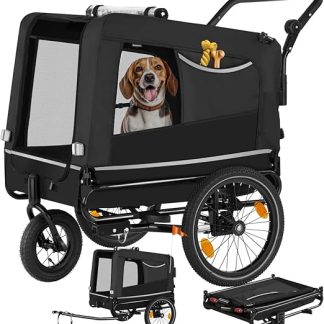 tectake® Multifunctional Bicycle Trailer - as Dog Trailer Trolley for Bicycle and E-Bike, Jogger or Buggy, Load Capacity up to 40 kg, Foldable, Quick Conversion, Includes Safety Accessories