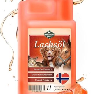 Martenbrown® 1 Litre Norwegian Premium Salmon Oil for Dogs, Horses and Cats, Fish Oil from the Bottle, for Dry Food, Canned Food or as Barf Oil