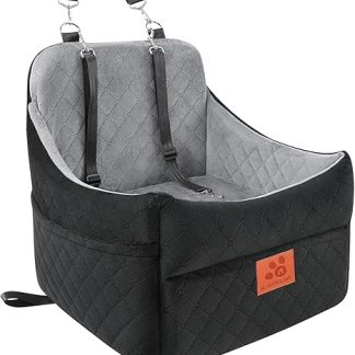 GL GLENSLAVE Dog Car Seat for Small/Medium Dogs, Dog Car Seat with Thick Padding Under 35 lbs, Removable, Washable Car Seat for Pets (Black/Grey)