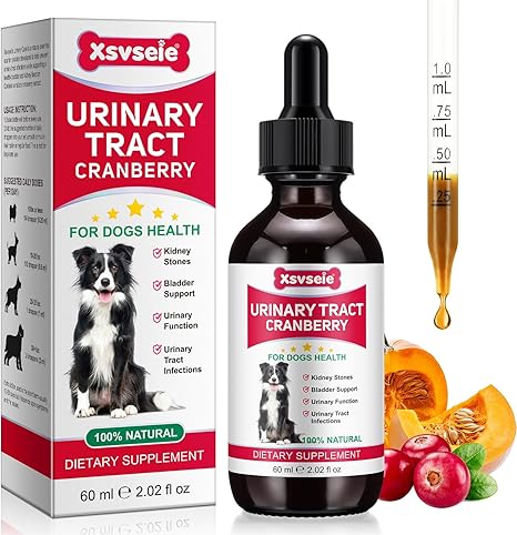 Dog Urinary Tract Infection Treatment, Natural Dog UTI Treatment Drops - Urinary Tract Support for Bladder Stones & Incontinence Relief, Cranberry Herbal Supplement for Kidney Health - 60 ml