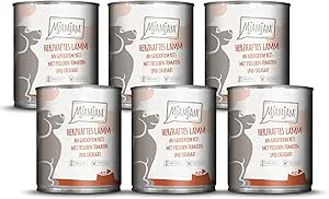 MjAMjAM - Premium Wet Food for Dogs - Hearty Lamb on Cooked Rice with Fresh Tomatoes, Pack of 6 (6 x 800 g), Natural With Extra Meat