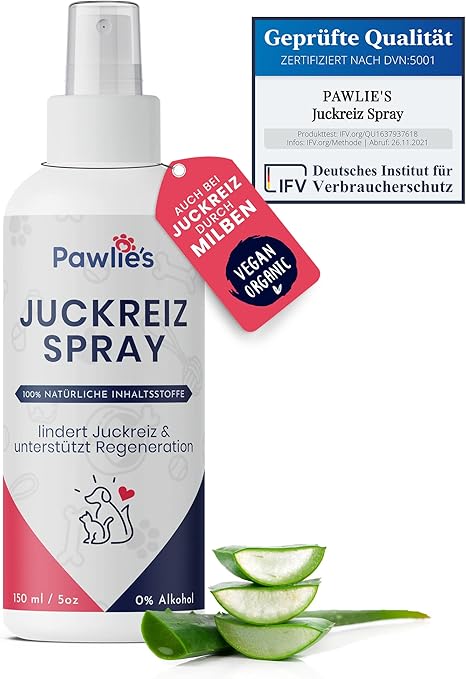 Pawlie's Itching and Wound Spray Dogs & Cats | Against Scratching & Wound Skin | Remedy Against Itching in Dogs by Mites | Itching Dog, Mite Spray Dog, Anti Itching Pets, Silver Spray Dog