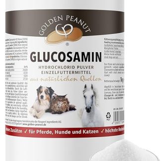 GOLDEN PEANUT Glucosamine HCl Powder 1kg - For Cat, Dog, Horse, Highest Purity & Quality, Vegan