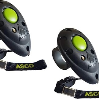 ASCO 2 x Premium Clicker, Finger Clicker for Clicker Training, Dogs, Cats, Horses, Professional Clicker, Dog Training Clicker, Black, AC01F, Pack of 2