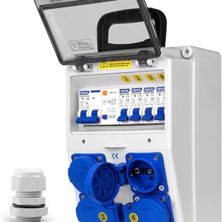 CHENGPI Construction Power Distributor, IP65 Waterproof Power Distributor with Circuit Breaker Wall Distributor with IP44 230 V/16 A Schuko Socket