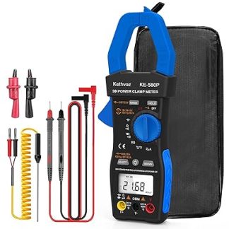 Current Clamp Multimeter 1000A Clamp Ammeter, Kethvoz 1/3 Phase Power Meter 9999 Count Current Meter Measure AC DC Current Voltage Ohm Test Power Factor Phase Angle 580P