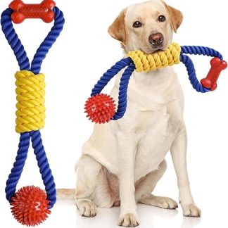 Aitmexcn Dog Toy Rope, 43 cm Dog Toy for Small, Medium Dogs, Cotton Tug Toy for Aggressive Chewers, Robust, Interactive Dog Toy for Teeth Cleaning