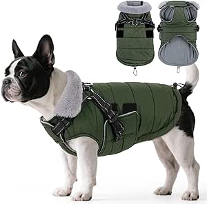 ASENKU Winter Dog Coat for Small, Medium and Large Dogs, Dog Coat with Harness, Waterproof, Windproof, Reflective, Warm Dog Jacket with Chest Strap, Winter Jackets & Winter Coats for Dogs M